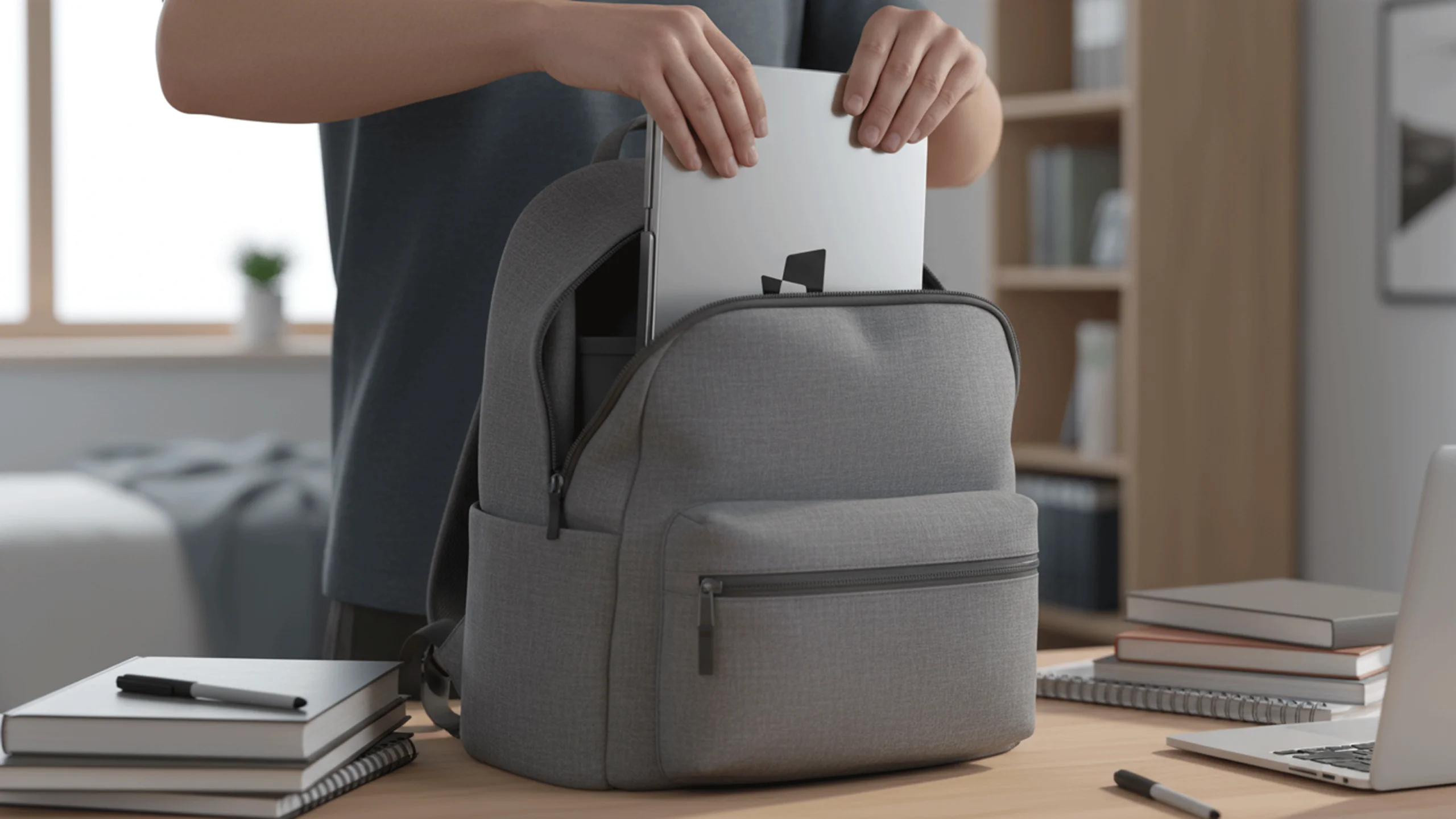 DuoView Pro portable monitor in backpack - Ultra-lightweight travel dual screen setup for digital nomads