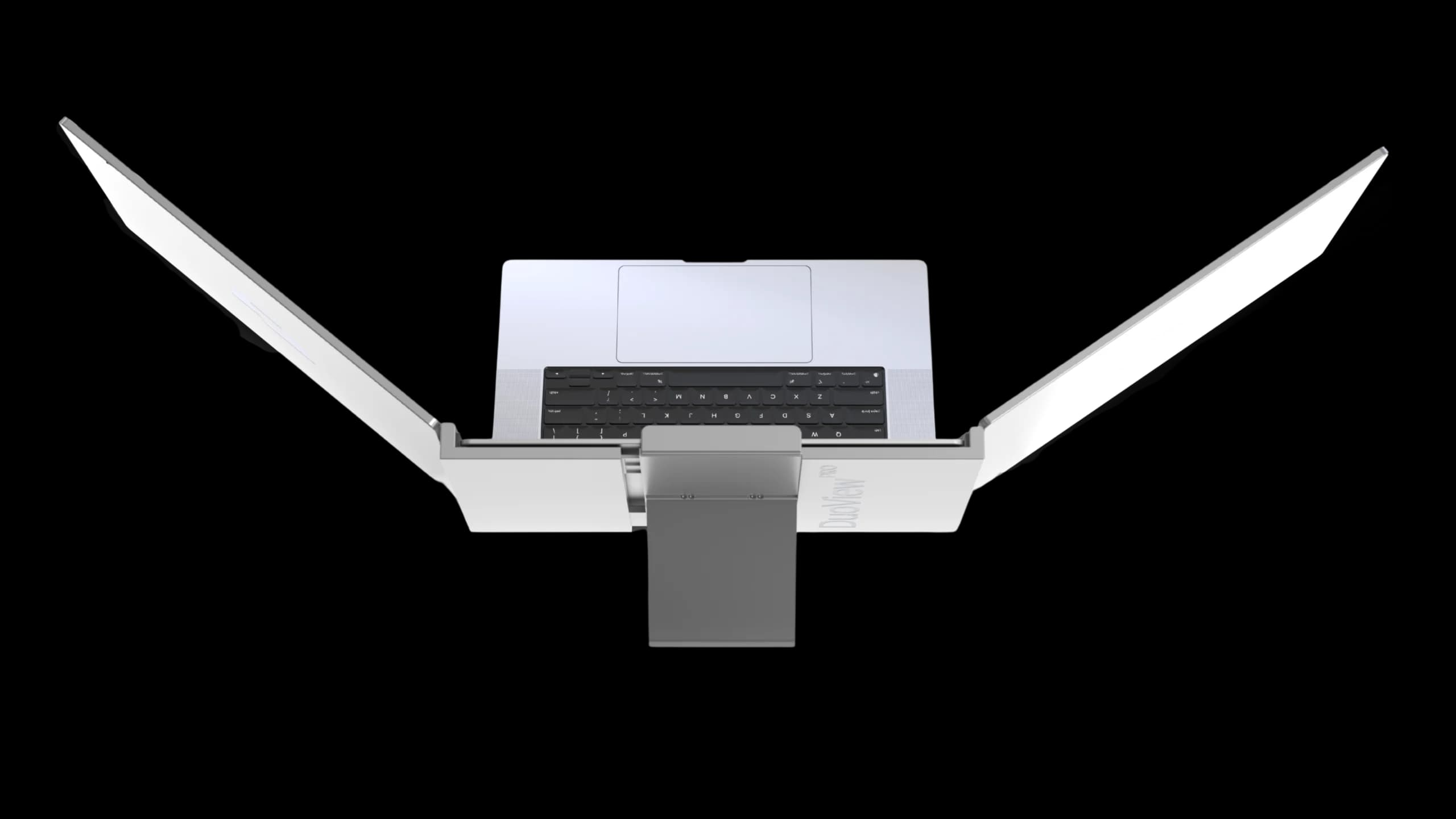 DuoView Pro top view - Symmetrical dual screen laptop extender design